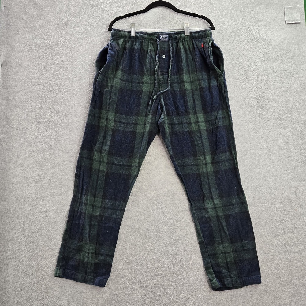 Polo Ralph Lauren Men Sleepwear L Green Player Logo‎ Embroidery Plaid